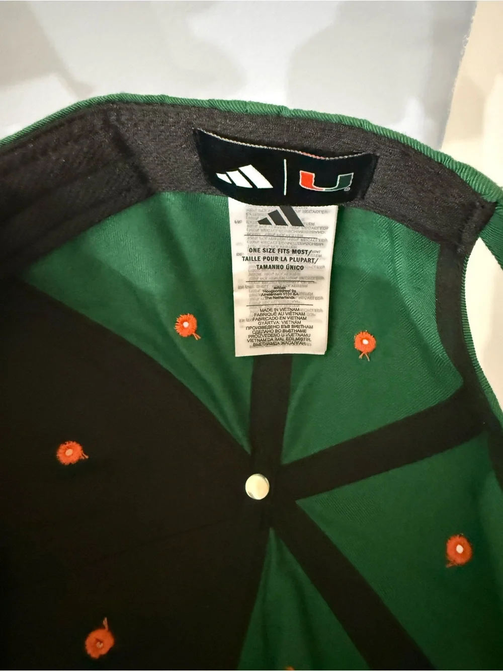 adidas Green and Orange university of Miami hat